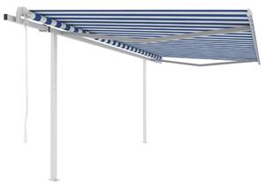 VidaXL kék és fehér automata napellenző póznákkal 4 x 3,5 m