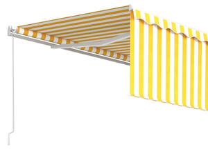 VidaXL sárga és fehér kézzel kihúzható napellenző redőnnyel 4,5 x 3 m
