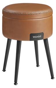 VASAGLE EKHO tároló puff műbőr karamell barna mid-century modern stílusban