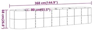 VidaXL szürke porszórt acél kerti magaságyás 368x80x68 cm