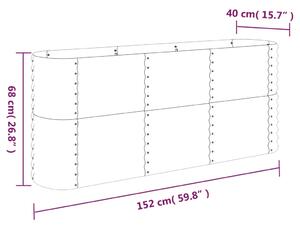 VidaXL szürke porszórt acél kerti magaságyás 152x40x68 cm