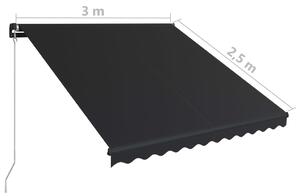 VidaXL antracitszürke kézzel behúzható napellenző 300 x 250 cm