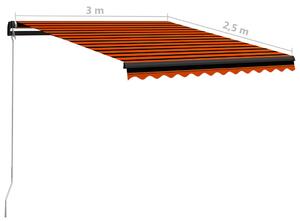 VidaXL narancssárga és barna kézzel kihúzható napellenző 300 x 250 cm