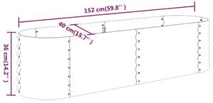 VidaXL antracitszürke porszórt acél kerti magaságyás 152x40x36 cm