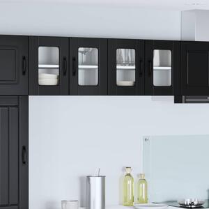 Fali üveges szekrény PORTO 2 pcs Fekete 60 x 31 x 40 cm Faanyag