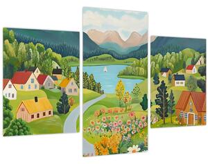 Kép - Falu a hegyekben (90x60 cm)