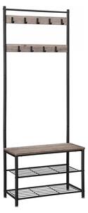 Előszoba bútor cipőtároló paddal - Vasagle Loft - 70 x 175 cm (sonoma tölgy / fekete)