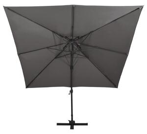 VidaXL antracitszürke dupla tetejű konzolos napernyő 300 x 300 cm