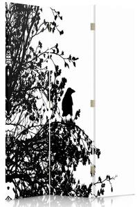 Gario Paraván Fekete madár az ágon Méret: 110 x 170 cm, Kivitelezés: Klasszikus paraván