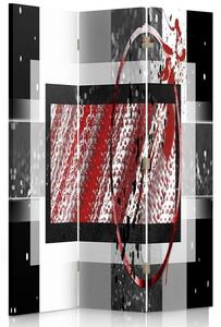 Gario Paraván Absztrakció fekete és piros színben Méret: 110 x 170 cm, Kivitelezés: Klasszikus paraván