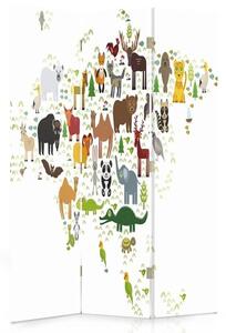Gario Paraván Világtérkép állatokkal Méret: 180 x 170 cm, Kivitelezés: Klasszikus paraván