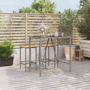 Szürke polyrattan üveglapos bárasztal 110 x 70 x 110 cm