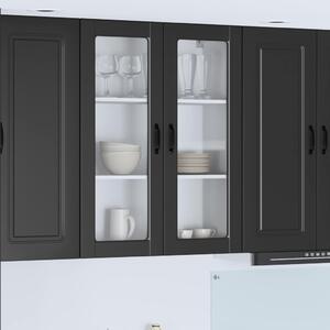 Fali üveges szekrény PORTO Fekete 80 x 31 x 100 cm Faanyag