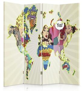 Gario Paraván Pop Art világtérkép Méret: 110 x 170 cm, Kivitelezés: Klasszikus paraván