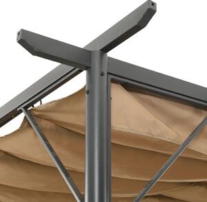 VidaXL tópszínű acél pavilon behúzható tetővel 3 x 3 m 180 g/m²