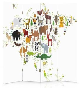 Gario Paraván Világtérkép állatokkal Méret: 180 x 170 cm, Kivitelezés: Klasszikus paraván
