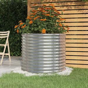 VidaXL ezüstszínű porszórt acél kerti ültetőláda 80 x 80 x 68 cm