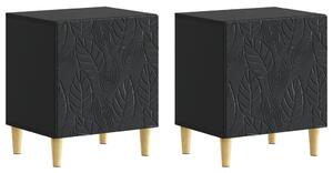 Éjjeli asztal 2 pcs Fekete 43 x 34,5 x 50 cm Szerelt Fa