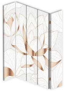 Paraván Lótuszvirág bézs színben Méret: 180 x 170 cm, Kivitelezés: Forgó paraván 360°