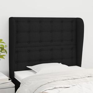 Fekete szövet fejtámla szárnyakkal 93 x 23 x 118/128 cm