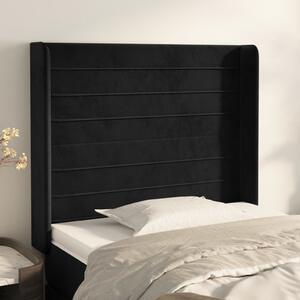 VidaXL fekete bársony fejtámla szárnyakkal 93x16x118/128 cm