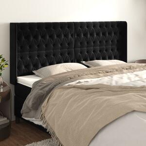 VidaXL fekete bársony fejtámla szárnyakkal 203x16x118/128 cm