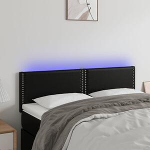 Fekete műbőr LED-es fejtámla 144 x 5 x 78/88 cm