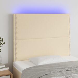 Krémszínű szövet LED-es fejtámla 80x5x118/128 cm