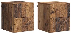 VidaXL Fali éjjeli szekrény 2 pcs Antik fa 34,5 x 33 x 40 cm