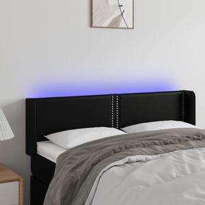 Fekete műbőr LED-es fejtámla 147 x 16 x 78/88 cm