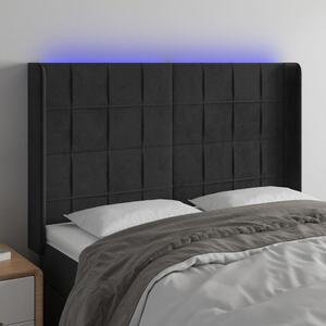 Fekete bársony LED-es fejtámla 147x16x118/128 cm