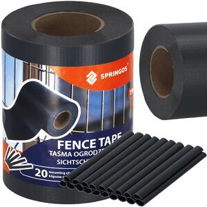 Springos kerítésszalag, 19cmx35m, 450g/m2, 20 rögzítőkapocs - Grafit
