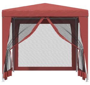 VidaXL piros HDPE rendezvénysátor 4 hálós oldalfallal 2,5x2,5 m