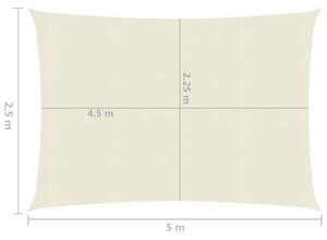 VidaXL krémszínű HDPE napvitorla 160 g/m² 2,5 x 5 m