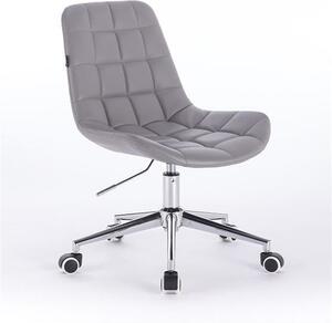 HR590K Szürke modern műbőr szék krómozott lábbal
