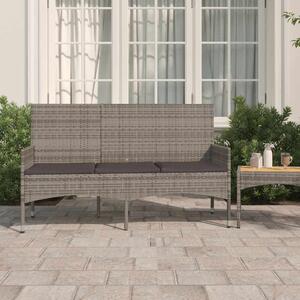 VidaXL 3 személyes szürke polyrattan kerti kanapé párnával