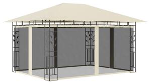 Krémszínű pavilon szúnyoghálóval 4 x 3 x 2,73 m 180 g/m²