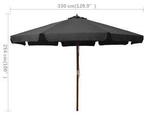 VidaXL antracitszürke kültéri napernyő farúddal 330 cm