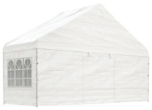 Fehér polietilén pavilon tetővel 5,88 x 2,23 x 3,75 m