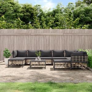 VidaXL 10 részes antracitszürke polyrattan kerti ülőgarnitúra párnával