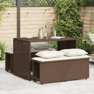 VidaXL 3 részes barna polyrattan kerti étkezőgarnitúra párnával