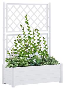VidaXL fehér polipropilén rácsos kerti ültető 100 x 43 x 142 cm