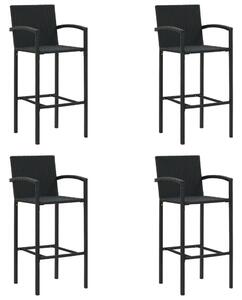 4 db fekete polyrattan bárszék