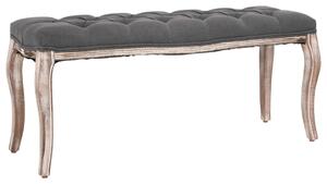 Sötétszürke tömör fa pad vászonkárpittal 110 x 38 x 48 cm