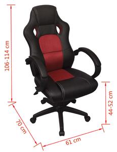 VidaXL vezetői versenyautó műbőr irodai szék piros