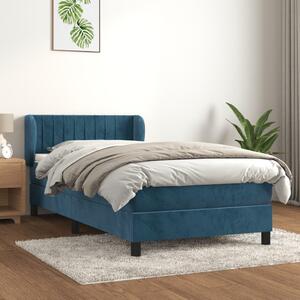 VidaXL sötétkék bársony rugós ágy matraccal 80 x 200 cm