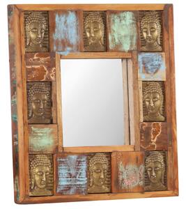 Tömör újrahasznosított fa tükör Buddha burkolattal 50 x 50 cm