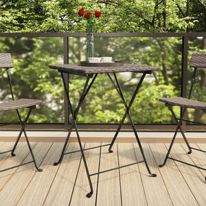 VidaXL szürke összecsukható polyrattan bisztróasztal 55 x 54 x 71 cm