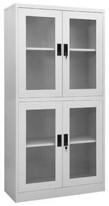 VidaXL világosszürke acél és edzett üveg irodai szekrény 90x40x180 cm