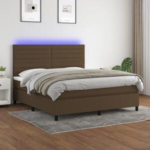 Barna szövet rugós és LED-es ágy matraccal 160x200 cm